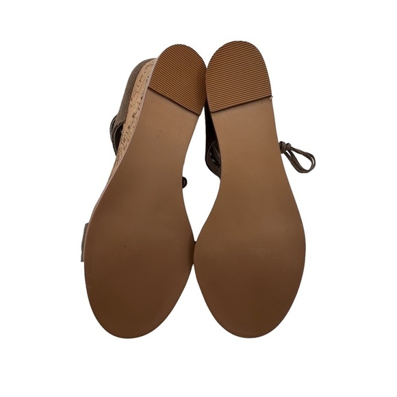 Wedge Taupe Leather Loraine Lace Up Cork Memory Foam Heels Size 7.5 Women's - Picture 8 of 8